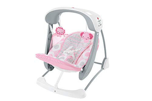 Fisher-Price Deluxe Take-Along Swing & Seat Pink Ellipse, portable baby swing and stationary infant seat [Amazon Exclusive]