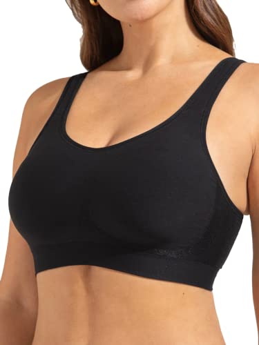 SHAPERMINT Compression Wirefree High Support Bra - Wireless Shaper Bras for Women Small to Plus Size Black