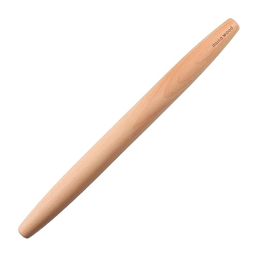 Muso Wood Wooden French Rolling Pin for Baking, Beech Wood Tapered Rolling Pin for Fondant Pie Crust Cookie Pastry(French 15.75-Inch)