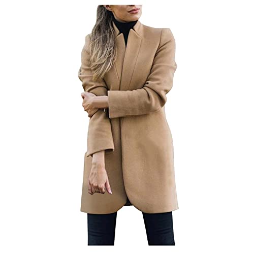 Women's Pea Coat Jackets, HONGDAO Women's Winter Double Breasted Artificial Wool Blend Long Coat Jacket Trench