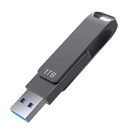 1TB USB 3.0 Flash Drive - Read Speeds up to 100MB/Sec Thumb Drive 1TB Memory Stick 1000GB Pen Drive 1TB Swivel Metal Style Keychain Design 1TBW1