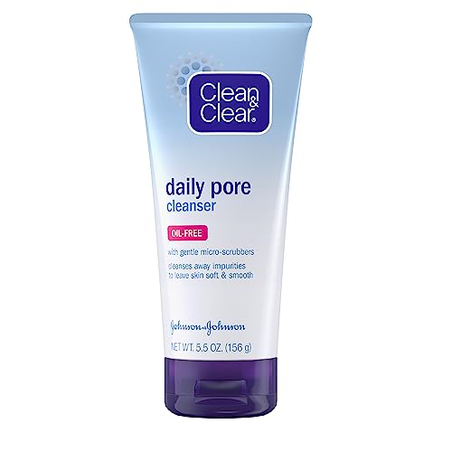 Clean & Clear Daily Pore Facial Cleanser for Soft, Smooth Skin, Oil-Free Acne Face Wash for Normal, Oily & Combination Skin Care, 5.5 oz