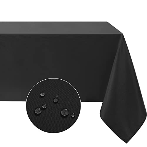 Softalker Rectangle Tablecloth Waterproof & Stain Resistant Table Cloth Wrinkle Free Fabric Washable 210GSM Polyester Table Cover for Dining/Party/Holiday (60 x 84 inch, Black)