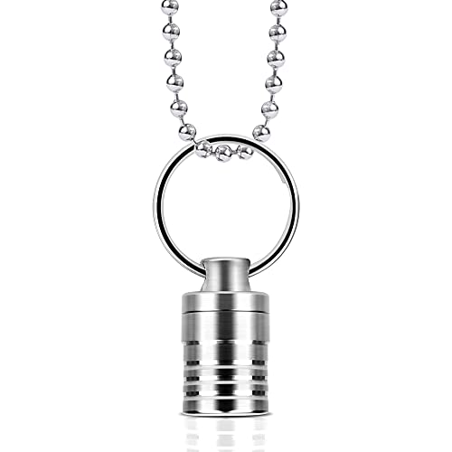 Micro Pill Holder with Keychain Necklace, Opret Titanium Pill Fob Case Waterproof Compact for Emergency Aspirin & Nitroglycerin for Travel Purse Pocket, Gift for Family Friends