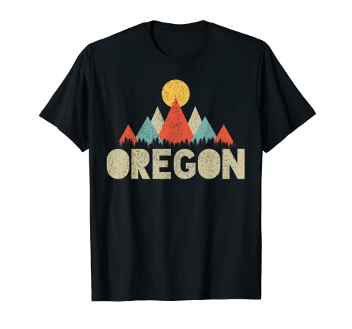 Oregon Vintage Minimal Mountains Nature Hiking Gift T-Shirt