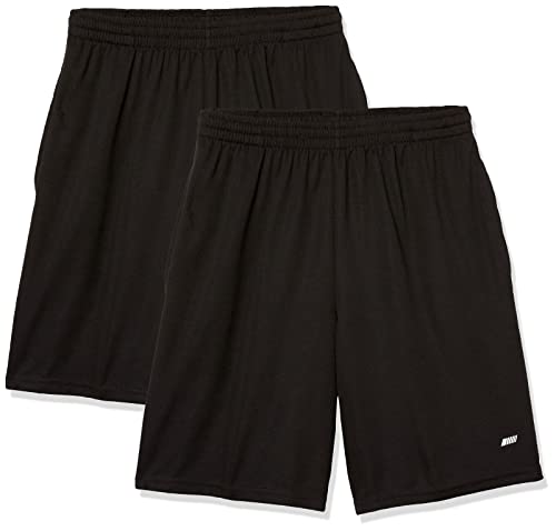 Amazon Essentials Men's Performance Tech Loose-Fit Shorts, Pack of 2, Black, Large