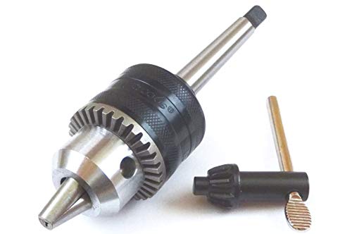 Jacobs Drill Chuck 3/64' - 1/2' 1.5-13 mm Capacity with MT1 Morse Taper 1 Arbor & Key for Lathe Tailstock Drill Press