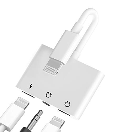 Headphone Adapter Lightning to 3.5mm AUX Audio Jack and Charger Extender Dongle Earphone Headset Splitter Compatible with iPhone 11 12 Mini pro max xs xr x se2 7 8 Plus for Ipad Air Cable Converter