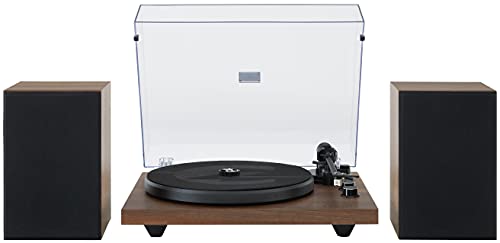 Crosley C62B-WA Belt-Drive 2-Speed Vinyl Bluetooth Turntable Record Player with Included Speakers and Anti-Skate, Walnut