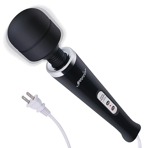 YEVIOR Wired Powerful Handheld Wand Massager with 10 Pulse Settings, Personal Total Body Therapy Massager Wand for Sports Recovery, Muscle Aches, Body Pain (Black)