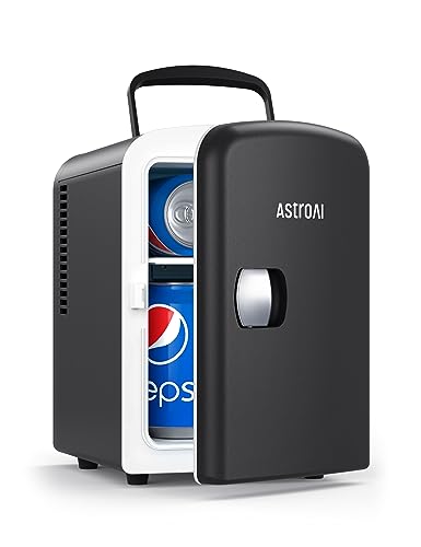 AstroAI Mini Fridge, 4 Liter/6 Can AC/DC Portable Thermoelectric Cooler and Warmer Refrigerators for Father's Day Gift, Skincare, Beverage, Food, Home, Office and Car, ETL Listed (LY0204A/Black)