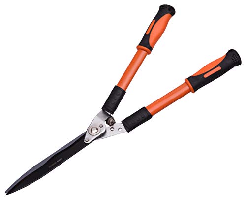 Edward Tools Heavy Duty Hedge Clippers - 25” Manual Garden Hedge Shears with Wavy Carbon Steel Blade for Trimming Shrubs, Boxwoods, Weeds, Bushes - Ergo Rubber Grip Handle