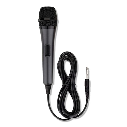 Singing Machine Wired Microphone for Karaoke, (Black) - Unidirectional Dynamic Vocal Microphone - Plug-In Microphone for Karaoke Machine, AMP, & Speaker - Mic for Singing, Public Speaking, & Parties