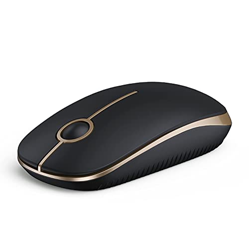 Vssoplor Wireless Mouse, 2.4G Slim Portable Computer Mouse with Nano Receiver Quiet Silent Optical Laptop Mouse for Notebook, PC, Laptop, Computer-Black and Gold