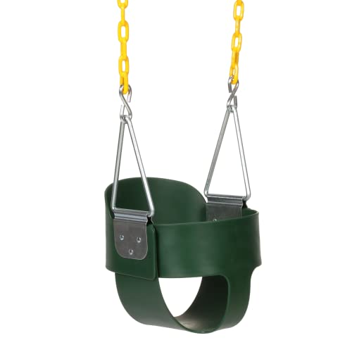 Eastern Jungle Gym Heavy-Duty High Back Full Bucket Toddler Swing Seat with Coated Swing Chains Fully Assembled, Green