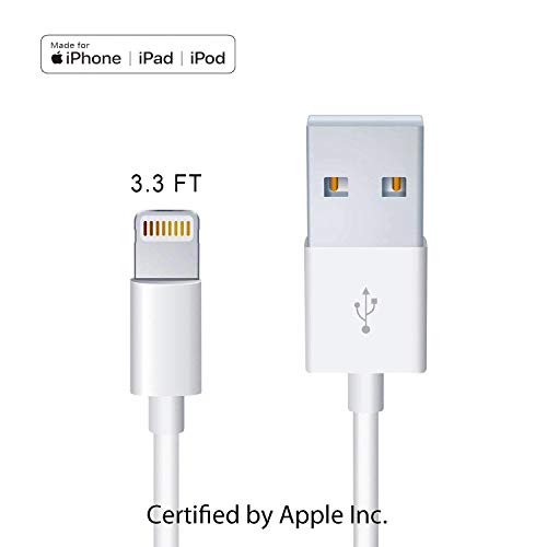 MOHAN Apple Original Charger [Apple MFi Certified] Lightning to USB Cable Compatible iPhone Xs Max/Xr/Xs/X/8/7/6s/6plus/5s, iPad Pro/Air/Mini, iPod Touch (White 1M/3.3FT) Original Certified