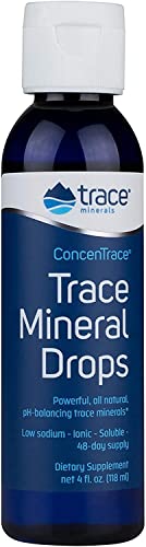 Trace Minerals ConcenTrace Drops | Full Spectrum Minerals | Ionic Liquid Magnesium, Chloride, Potassium | Low Sodium | Energy, Electrolytes, Hydration | 48 Day Supply, 4 fl oz (Pack of 1)