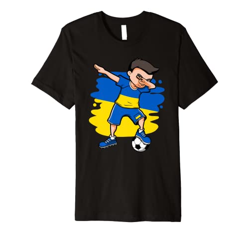 Dabbing Soccer Boy - Ukraine Jersey Ukrainian Football Fans Premium T-Shirt