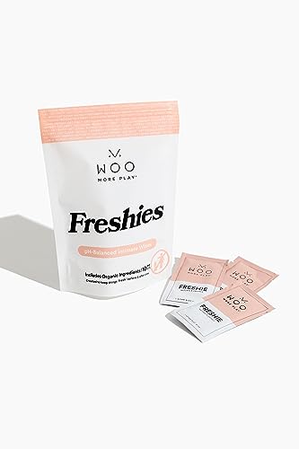 Woo More Play Freshies: All-Natural Feminine Intimacy Towelette Wipes with Coconut Oil and Aloe Vera, Promotes Feminine Health & Helps Alleviate Irritation - Vegan and Cruelty Free, 10ct