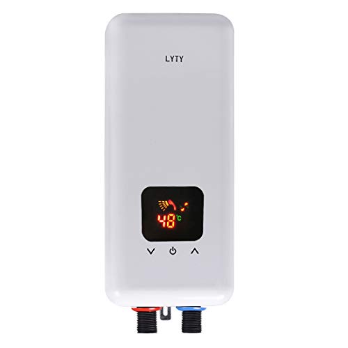 Instant Tankless Hot Water Heater for Under Sink Shower - 5.5kw 240v 220v Mini Electric Point of Use Thermostat Water Heater for Bathroom Kitchen