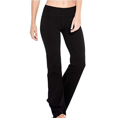 Houmous S-XXXL 29''31''33''35'' Inseam Women's Cotton Bootcut Pants Inner Pocket(Tall-35 Inseam-Black, Large)