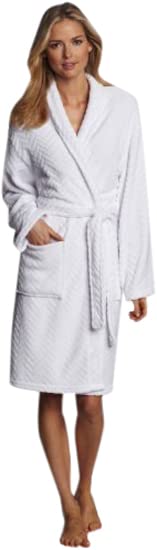 Seven Apparel Hotel Spa Collection Herringbone Textured Plush Robe, Optic White