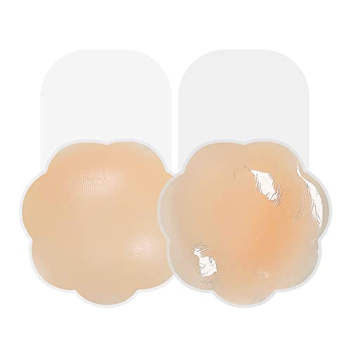 Promking Breast Pasties Lift - Invisible Silicone Breast Lifting Petals Adhesive Bra Reusable Nipple Covers for Women (Light Yellow)