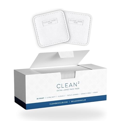 Clean Skin Club Clean² Pads 2.0 [NEW & IMPROVED EDGES] Guaranteed Not to Shed & Tear Face Pads, Unique Triple Layers, Textured & Ultra Soft Side, Organic Disposable Cotton, Pair with Makeup Remover