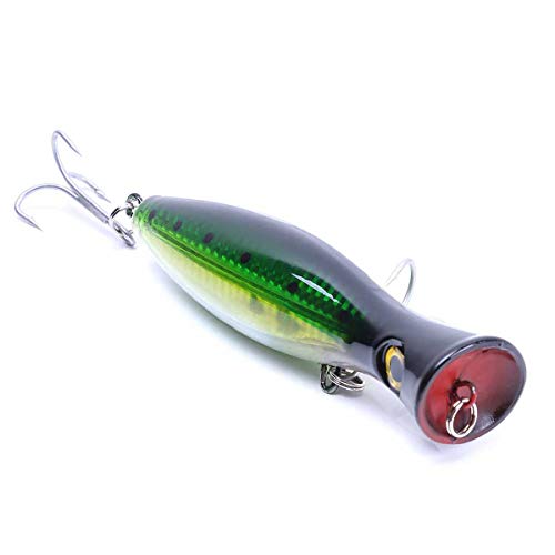 One Large TopWater Popper 4.75 in/1.5 oz Lure Artificial Seal Lure 3D Eyes Hard Popper Fishing Lure with Hooks and Ring for Saltwater Offshore, Surf Fishing Bass Tuna Bluefish