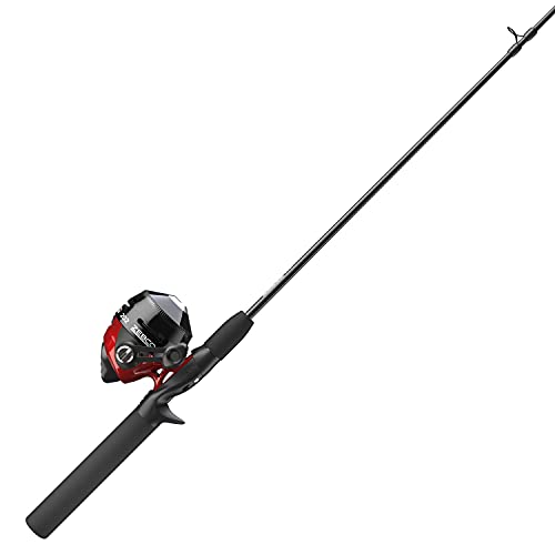 Zebco 202 Spincast Reel and Fishing Rod Combo, 5-Foot 6-Inch 2-Piece Fishing Pole, Size 30 Reel, Right-Hand Retrieve, Pre-Spooled with 10-Pound Cajun Line, Black/Red