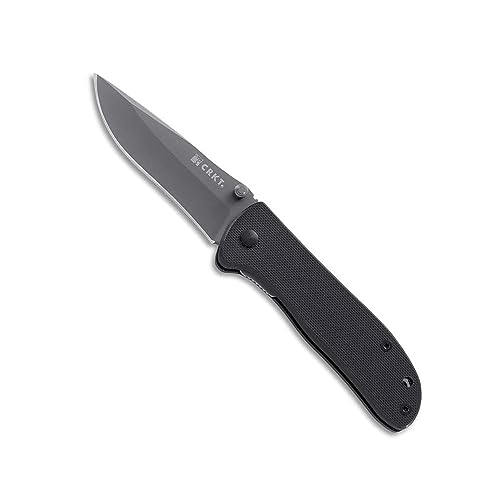 CRKT Drifter EDC Folding Pocket Knife: Everyday Carry, Gray Ti Nitride Blade, Thumb Stud Opening, Black G10 Handle, Pocket Clip 6450K