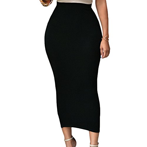 Eiffel Women's Sexy High Waist Bodycon Party Club Maxi Long Pencil Skirt Black