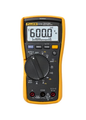 Fluke 117 Digital Multimeter, Non-Contact AC Voltage Detection, Measures Resistance/Continuity/Frequency/Capacitance/Min Max Average, Automatic AC/DC Voltage Selection, Low Impedance Mode