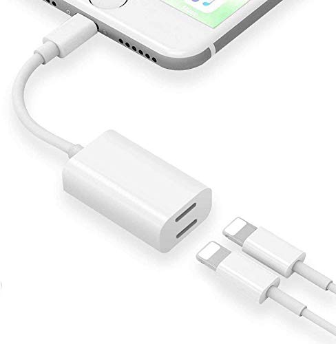 [Apple MFi Certified] iPhone Adapter & Splitter, 2 in 1 Dual Lightning Headphone Jack Aux Audio & Charge Adapter Dongle for iPhone 13/12/SE/11/XS/XR/X/8/7 Support Call + Charge + Sync + Music Control