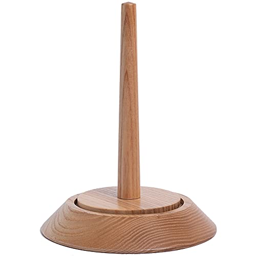 Yarn Holder for Crochet by Laborwood | Handmade Large Wooden Yarn Dispenser 6x8 inch | Metallic Twirling Mechanism | Yarn Accessories for Crocheting Included | Strong Ash-Tree (Mid, Apricot)