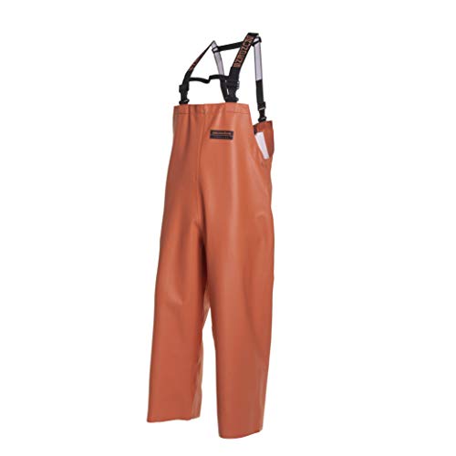 Grundens Men’s Herkules Professional-Grade Bib Pant | Waterproof, Adjustable, Orange, Large