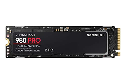 SAMSUNG 980 PRO SSD 2TB PCIe NVMe Gen 4 Gaming M.2 Internal Solid State Drive Memory Card, Maximum Speed, Thermal Control, MZ-V8P2T0B