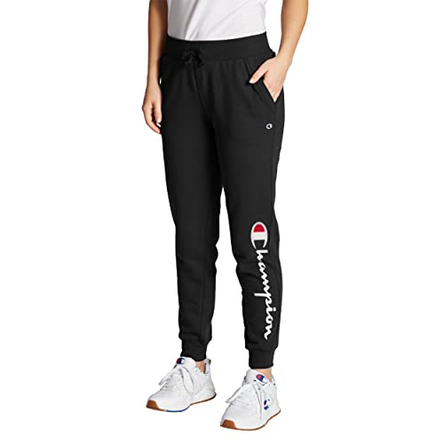 Champion womens Powerblend Joggers, Script Logo Sweatpants, Black-y07459, Small US