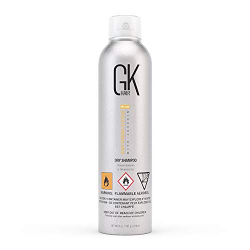 GK HAIR Global Keratin Waterless Dry Shampoo No Residue Spray (5 Fl Oz/219ml) for Fine, Oily and All Hair Types - Removes Flaking, Dandruff and Excess Oil - Sulfate Paraben Free - For Women and Men