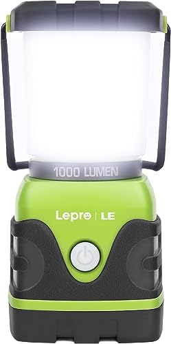 LE 1000LM Battery Powered LED Camping Lantern, Waterproof Tent Light with 4 Light Modes, Camping Essentials, Portable Lantern Flashlight for Camping, Hurricane, Emergency, Hiking, Power Outages