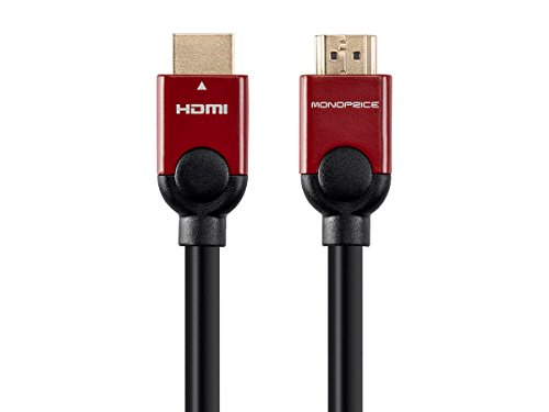 Monoprice 109305 HDMI High Speed Cable - 15 Feet - Red, 4K@60Hz, HDR, 18Gbps, 28AWG, YUV 4:4:4 - Select Metallic Series