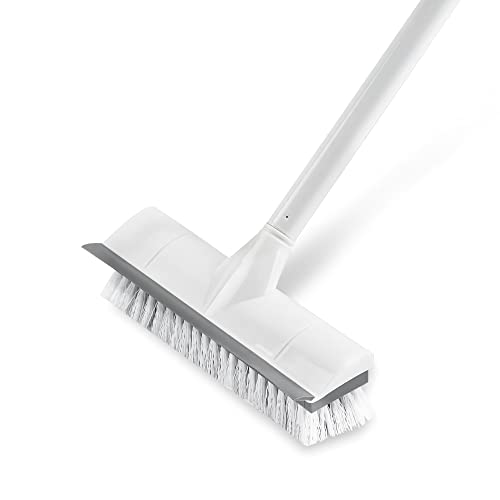 BOOMJOY Floor Scrub Brush with Long Handle - 50',2 in 1 Scrape and Stiff Brush for Cleaning Bathroom, Tub and Tile,Patio, Kitchen, Wall and Deck