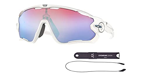 Oakley OO9290 Jawbreaker 929021 31MM Polished White / Prizm Snow Saphire Rectangle Sunglasses for Men+ BUNDLE Accessory Leash + BUNDLE with Designer iWear Complimentary Eyewear Kit