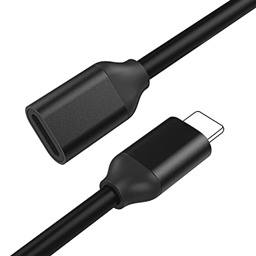 EMATETEK Extender Cable Connector Pass Audio Video Music Photo Data and Power Charge. 1PCS Male to Female Extension Cord Made of All Black PVC &Aluminum. (6.6 Feet / 2M)