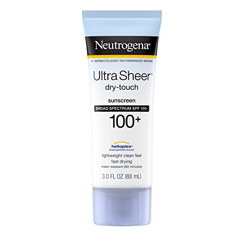 Neutrogena Ultra Sheer Dry-Touch Water Resistant and Non-Greasy Sunscreen Lotion with Broad Spectrum SPF 100+, 3 Fl Oz (Pack of 1)