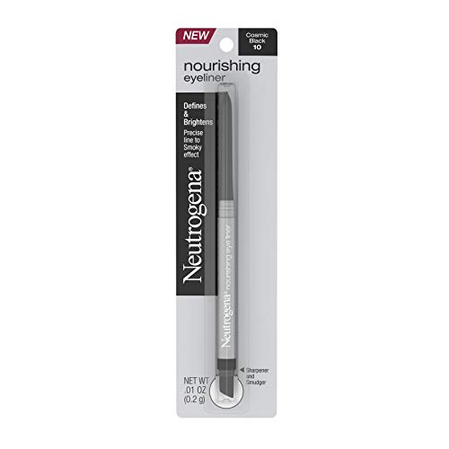 Neutrogena Nourishing Eyeliner Pencil, Built-in Sharpener for Precise Application and Smudger for Soft Smokey Look, Luminous, Nonfading and Nonsmudging Cosmic Black 10.01 oz