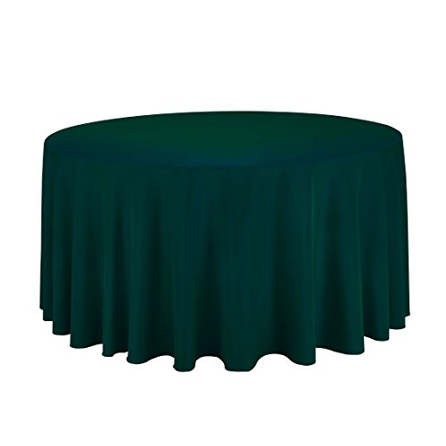 Gee Di Moda Tablecloth - 120' Inch Round Tablecloths for Circular Table Cover in Hunter Green Washable Polyester - Great for Buffet Table, Parties, Holiday Dinner & More