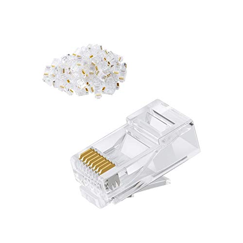 CableCreation Cat6 RJ45 Ends, 100-PACK Cat6 Connector, Ethernet Cable Crimp Connectors UTP Network Plug for Solid Wire and Standard Cable, Transparent
