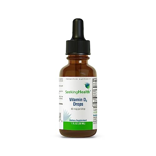 Seeking Health Vitamin D Drops, 2000 IU Liquid Vitamin D3 (as cholecalciferol) per Drop in Pure Olive Oil, Potent Immune System Supplement, for Adults and Kids, Vegetarian (900 Servings)