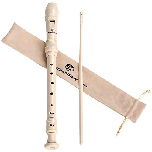 Soprano Recorder Instrument for Kids&Student - German Fingering 8 Hole Flute ABS Descant Recorders for Beginners with Cleaning Rod and Bag, Beige